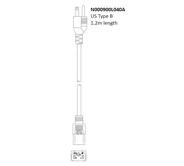 Cambium Networks External Power Supplies AC Line Cord - Compatible with Cambium Networks Access Point Solutions - US Type B - 1.2m Length - C13 Connector - N000900L040A