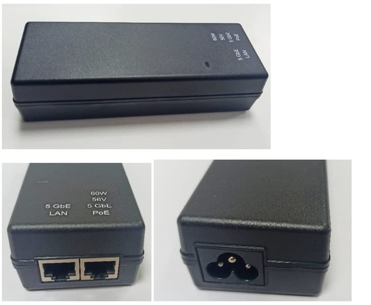 Cambium Networks cnWave Power Injector for cnWave 60 GHz V3000 and V5000 Series - PoE, 60W, 56V, 5GbE DC Injector, Indoor Deployment Only, Energy Level 6 Supply, Accepts C5 Connector - N000000L142A