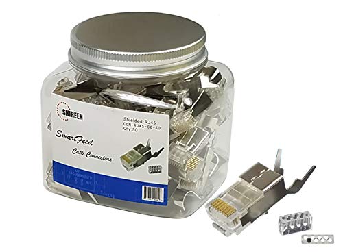 Shireen Inc CON-RJ45-C6-100 CAT-C6 RJ45 Smart Feed Connector - 100pk