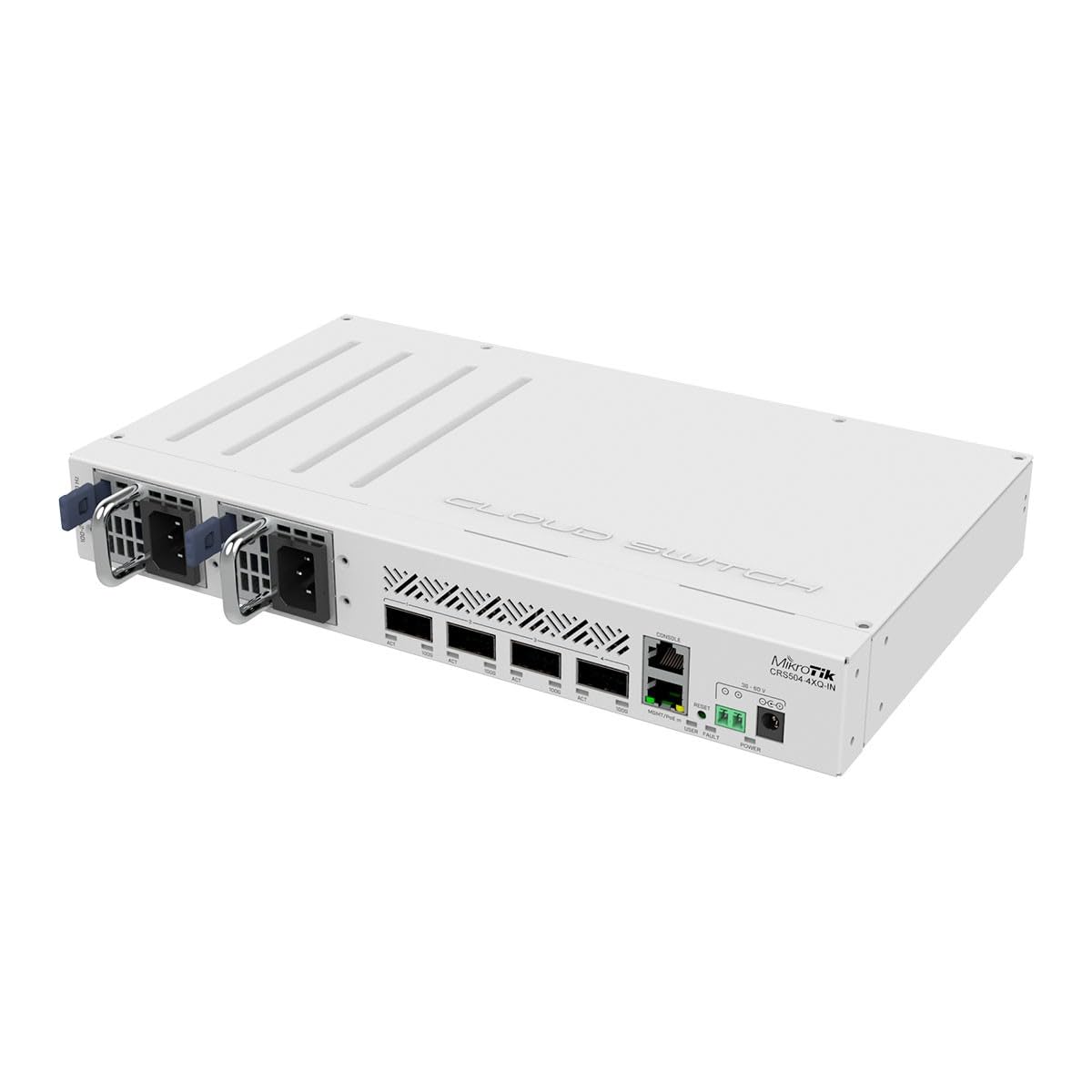 MikroTik CRS504-4XQ-IN Cloud Router Switch 650MHz 4xQSFP28 Compatible with 40G, 25G, 10G, and 1G Fiber Connections