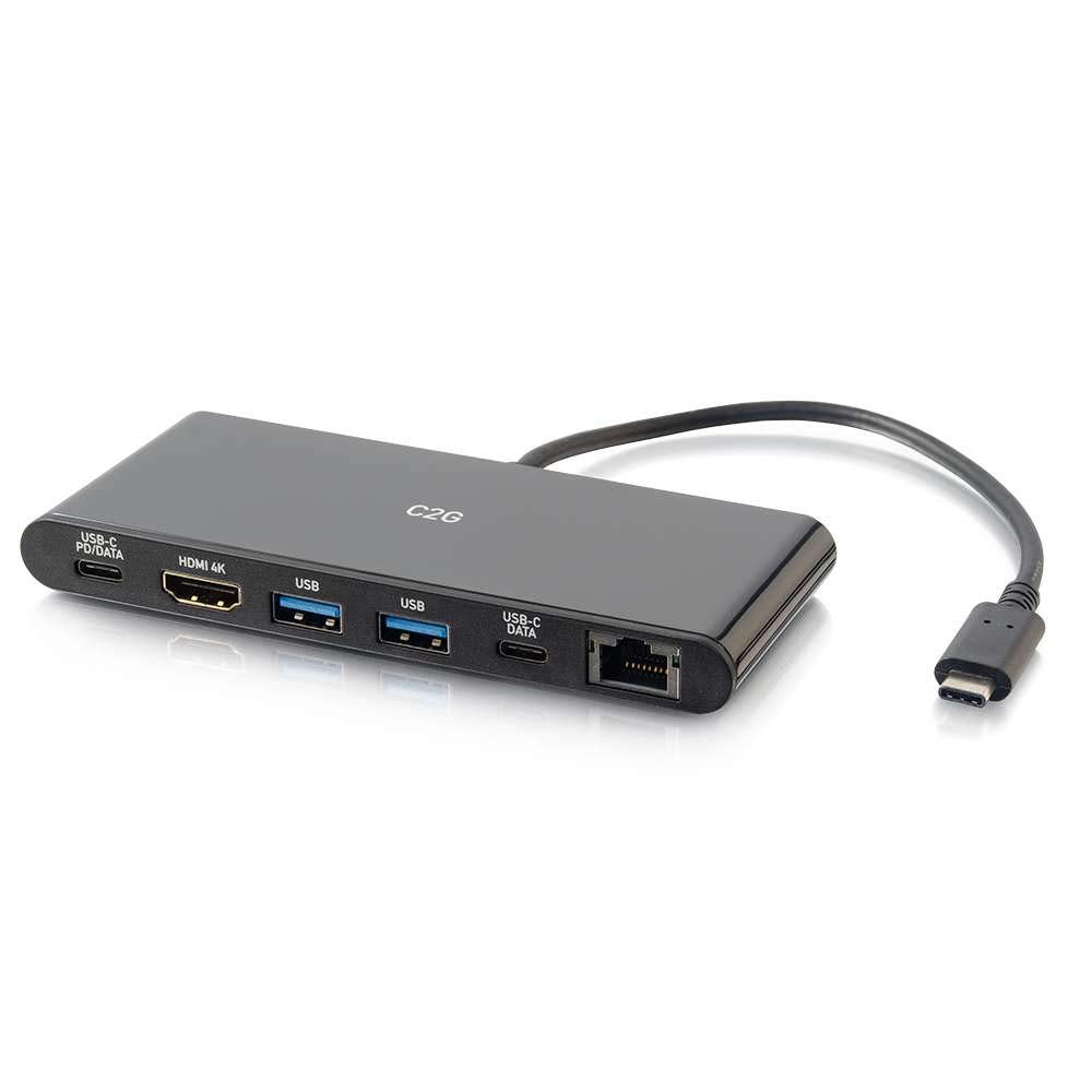 C2G Docking Station, USB C Docking Station, 4K Docking Station, Macbook USB C Hub, USB C Adapter for Macbook Pro & Air - Compatible with USB-C & Thunderbolt 3 Laptops, Black, Cables to Go 28845
