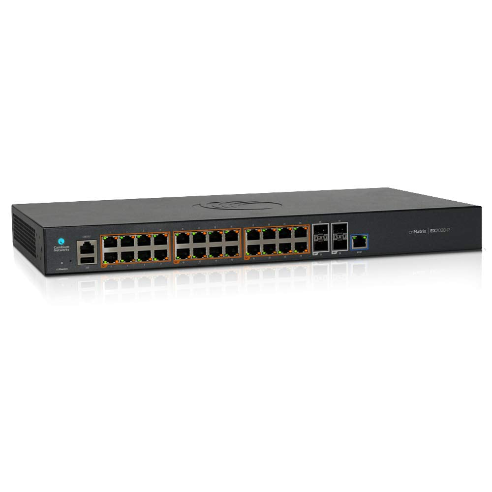 Cambium Networks cnMatrix EX2028-P, Intelligent Ethernet PoE Switch, 24 1G and 4 SFP+ Fiber Ports (MX-EX2028PxA-U)