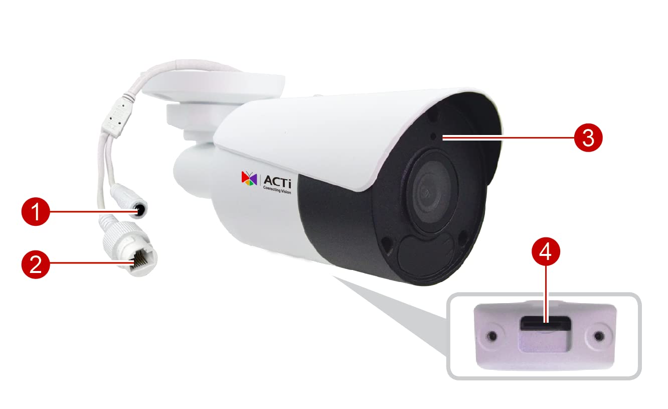 ACTi Z310 8MP Mini Outdoor Bullet with D/N, Adaptive IR, Superior WDR, SLLS, Fixed Lens with f2.8mm/F1.6, H.265 Compression, Up to 50m IR Distance, White