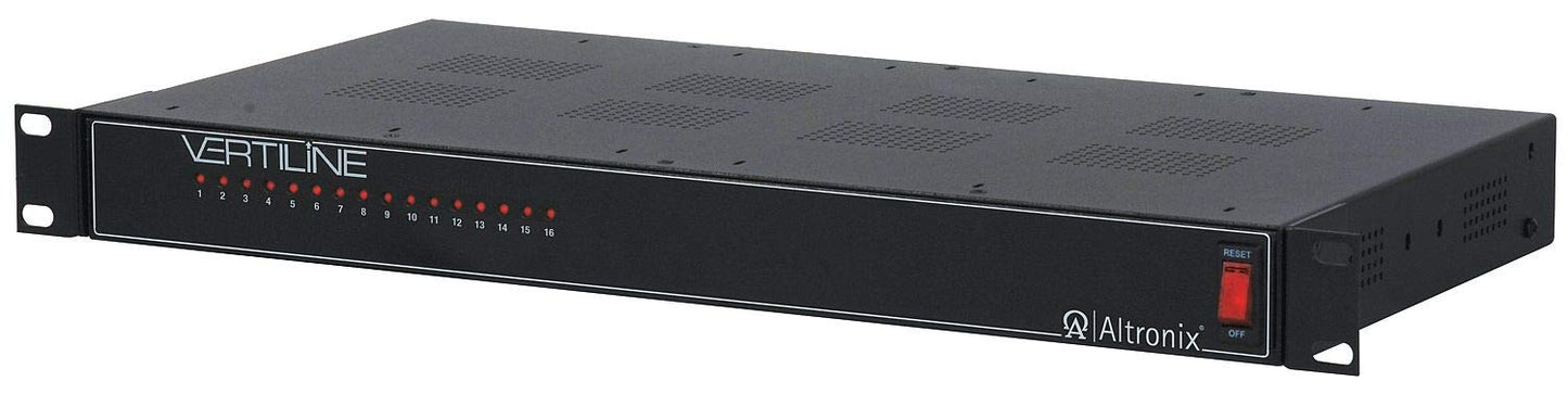 Altronix VertiLine33TD 16 Output Rack Mount Power Supply - 12VDC @ 16 amp, PTC outputs, 1U EIA 19 Rack Mount Chassis, 115VAC input