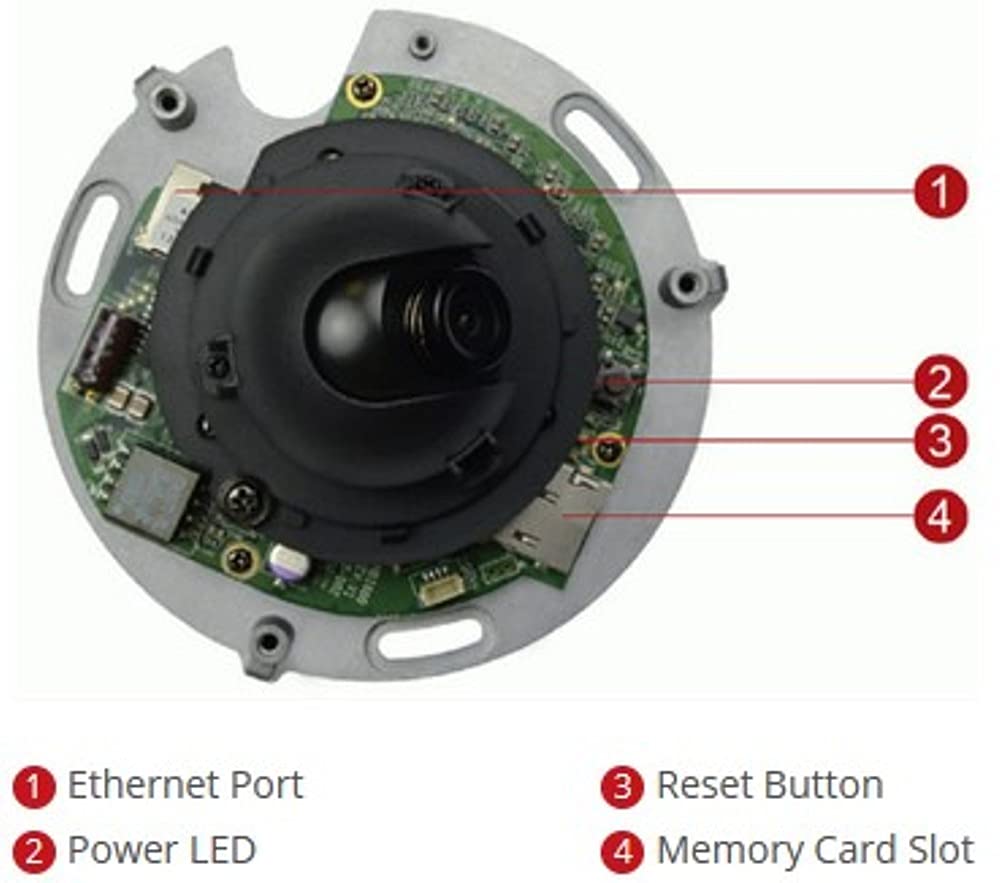 ACTi E93 5MP Indoor Mini Dome Camera with Basic WDR, Fixed Lens, f1.9mm/F2.8 (HOV:126.9° (Overview area), 77.4° (High detail area)), H.264, 1080p/30fps, DNR, MicroSDHC/MicroSDXC, PoE, IK08