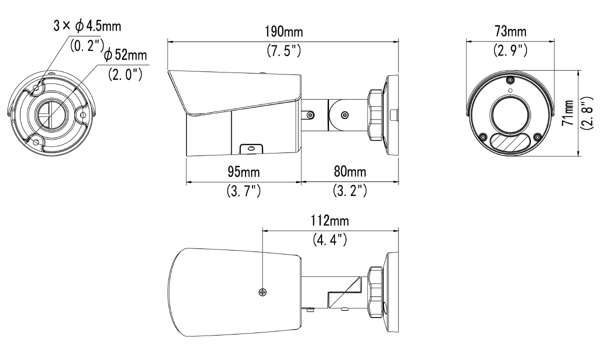 ACTi Z310 8MP Mini Outdoor Bullet with D/N, Adaptive IR, Superior WDR, SLLS, Fixed Lens with f2.8mm/F1.6, H.265 Compression, Up to 50m IR Distance, White