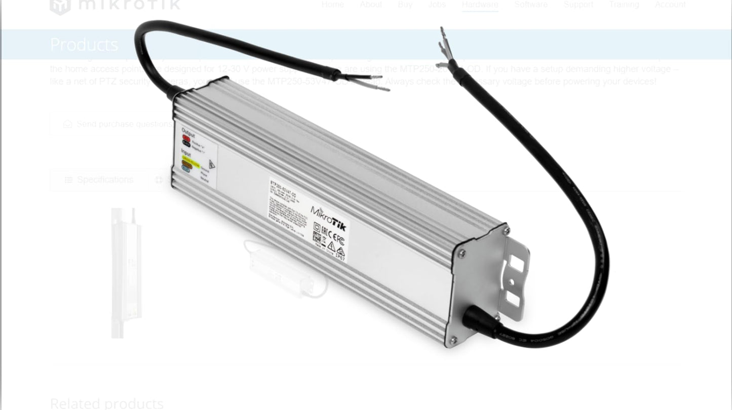 MikroTik MTP250-53V47-OD 53V 250W Outdoor AC/DC Power Supply