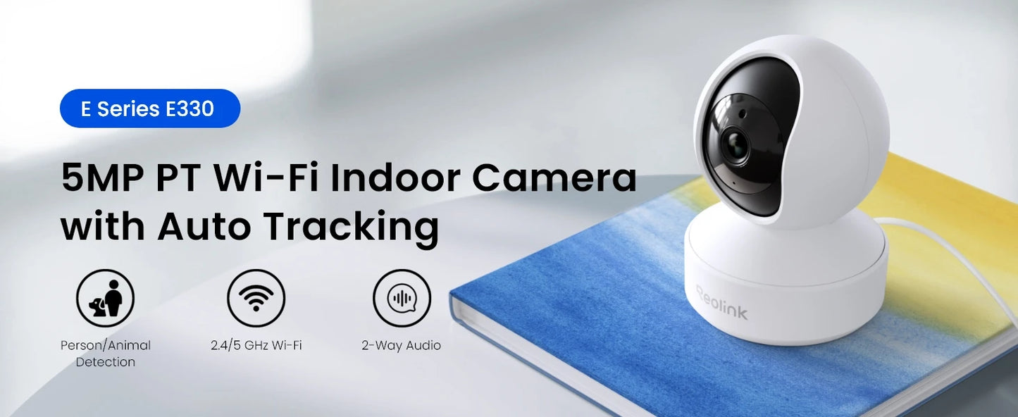 Reolink 5MP Baby Monitor Pan/Tilt WiFi Camera 2.4G/5G 5MP HD WiFi Video wireless Camera Indoor Home Security IP Camera E Series