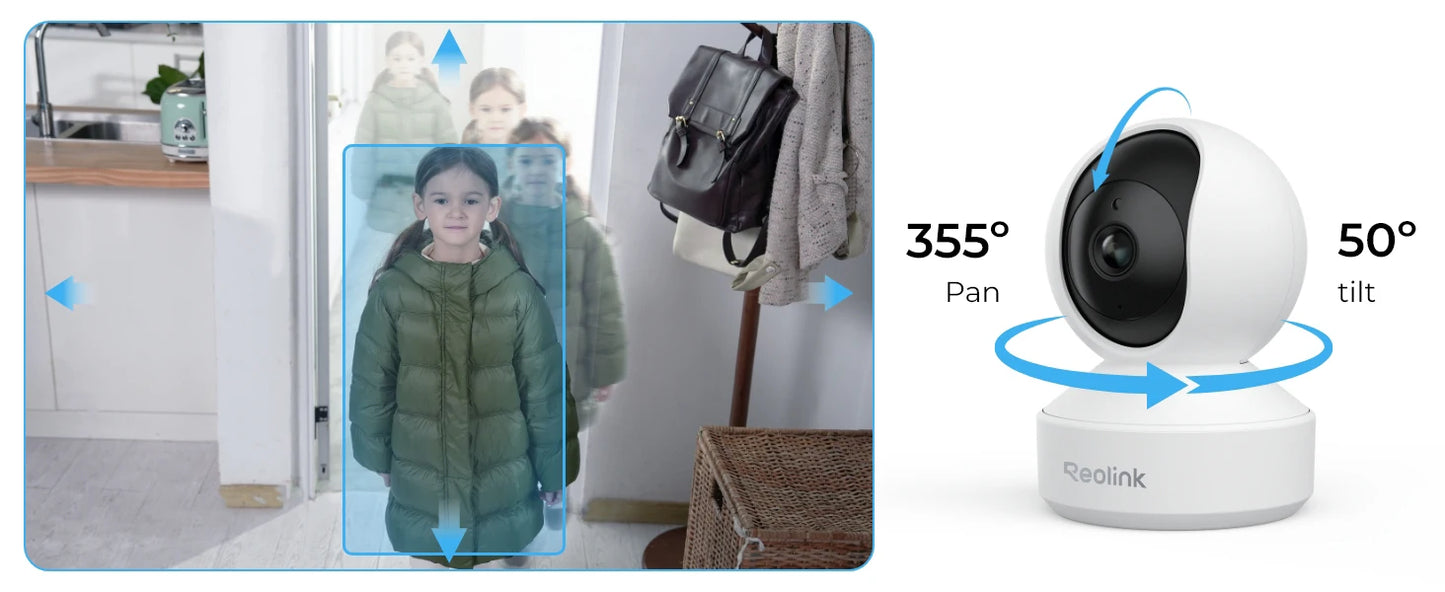Reolink 5MP Baby Monitor Pan/Tilt WiFi Camera 2.4G/5G 5MP HD WiFi Video wireless Camera Indoor Home Security IP Camera E Series
