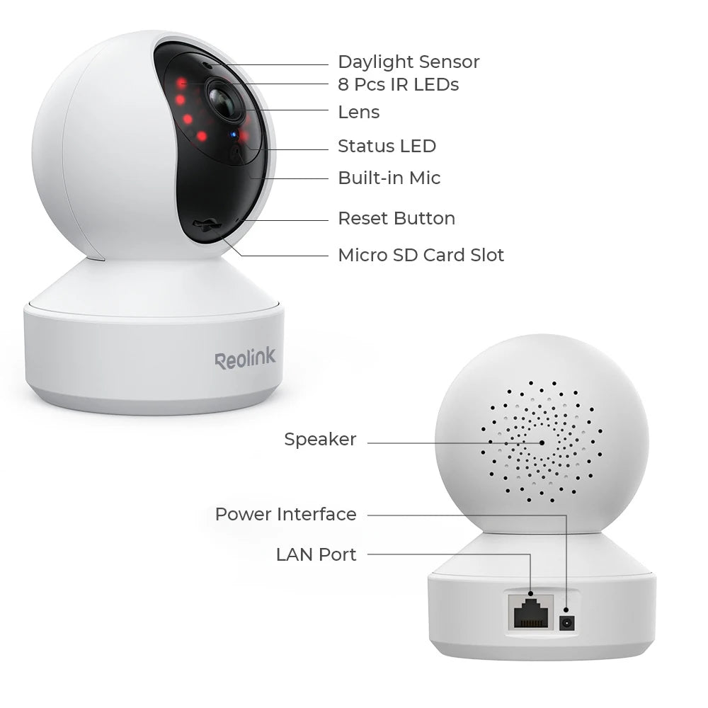 Reolink E1 Pro 4MP HD Pan/Tilt IP Camera Baby Monitor 2.4G/5GHz WiFi Camera human detect Indoor Home Security Video Surveillance