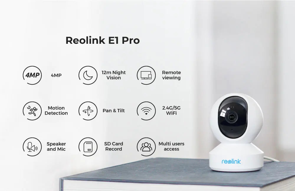 Reolink E1 Pro 4MP HD Pan/Tilt IP Camera Baby Monitor 2.4G/5GHz WiFi Camera human detect Indoor Home Security Video Surveillance