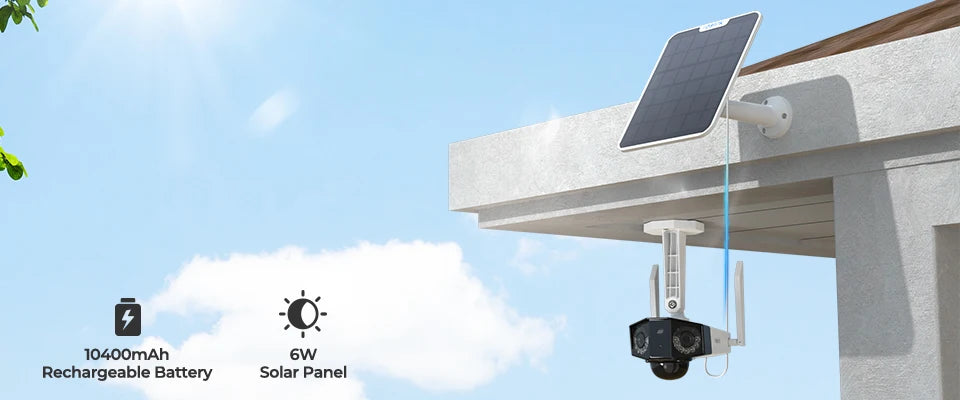Reolink 4G Solar Outdoor Security Camera Battery Wireless 6MP Ultra HD 180° Panorama Dual Lens CCTV IP66 Waterproof Duo 2 LTE