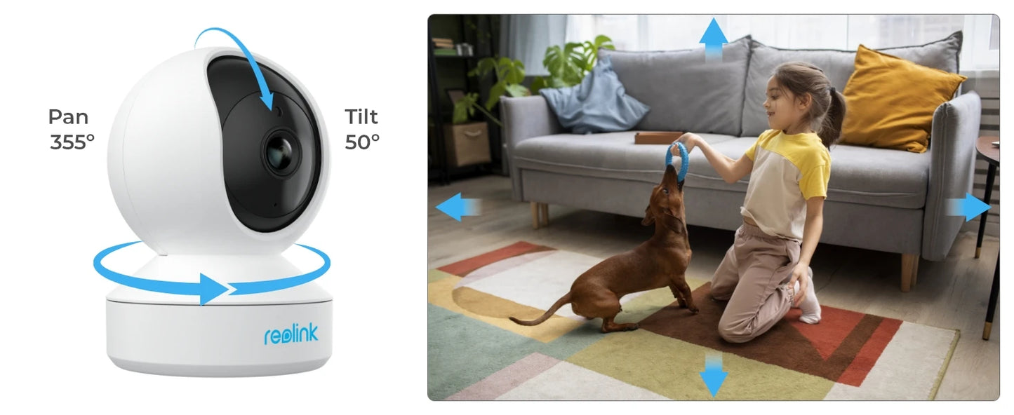 Reolink Indoor IP camera WiFi 3MP Super HD Pan&Tilt 2-Way Audio Motion Detection Smart Home Cam for Baby Nanny E1 Series