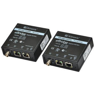 EoC or Long Range Ethernet Single Port Adapter Kit, 100Mbps, Passes PoE/PoE+, Includes Receiver & Transceiver