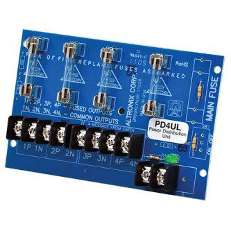 Power Distribution Module, 4 Fused Outputs up to 28VAC/VDC, Board