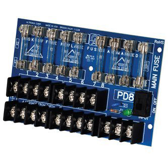 Power Distribution Module, 8 Fused Outputs up to 28VAC/VDC, Board