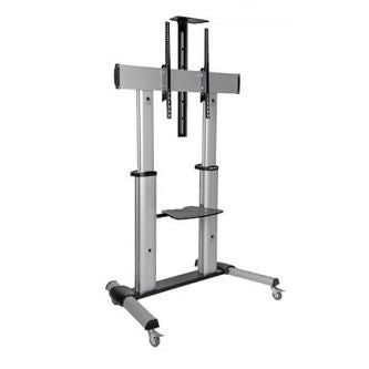 Safe-IT Heavy-Duty Rolling TV Cart with Height-Adjusting Crank Handle for 60 to 100-inch Displays