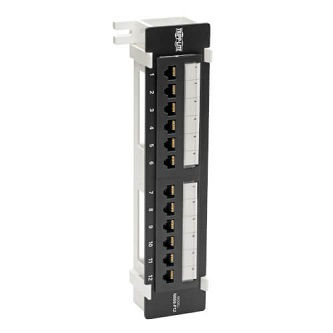 Cat5e Wall-Mount 12-Port Patch Panel - PoE+ Compliant, 110/Krone, 568A/B, RJ45 Ethernet, TAA