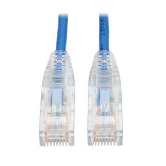 Cat6 Gigabit Snagless Slim UTP Ethernet Cable (RJ45 M/M), PoE, Blue, 1 ft. (0.31 m)