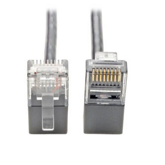 Right-Angle Cat6 Gigabit Snagless Molded Slim UTP Ethernet Cable (RJ45 M/M), Gray, 1 ft. (0.31 m)