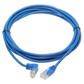 Down-Angle Cat6 Gigabit Molded Slim UTP Ethernet Cable (RJ45 Right-Angle Down M to RJ45 M), Blue, 10 ft. (3.05 m)
