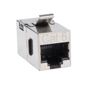 Cat6 Straight Through Modular Shielded In-line Snap-in Coupler (RJ45 F/F), TAA