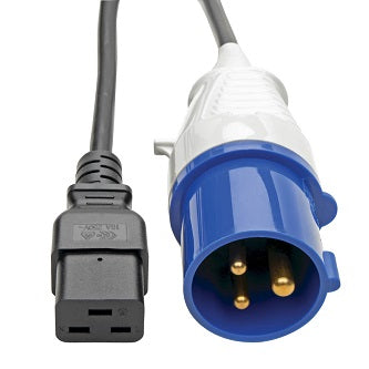 IEC 309 to C19, Heavy-Duty Extension Cord - 16A, 250V, 16 AWG, 10 ft. (3.05 m), Black