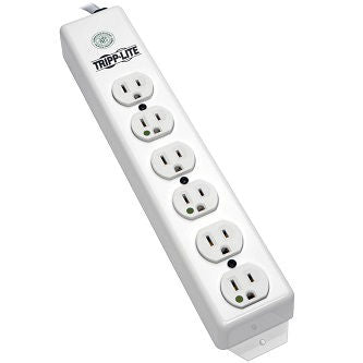 Safe-IT Medical-Grade Power Strip, UL 1363, 6x Hospital-Grade Outlets, Antimicrobial, 6 ft. Cord