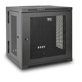SmartRack 12U Low-Profile Switch-Depth Wall-Mount Small Rack Enclosure, Hinged Back
