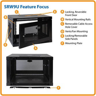 SmartRack 9U Low-Profile Switch-Depth Wall-Mount Mini Rack Enclosure