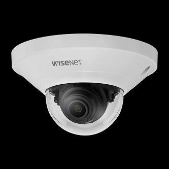 Wisenet Q mini network indoor dome camera, 2MP @ 30fps, 2.8mm fixed focal lens (113 ), triple codec H.265/H.264/MJPEG with Wisestream II, 120dB WDR, defocus detection, hallway View, SD card, people counting, open platform, IP42, IK08, PoE, white color