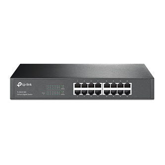 16-port Gigabit Desktop/Rackmount Switch, 16 10/100/1000M RJ45 ports, 13-inch steel case
