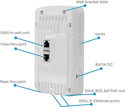 Cambium Networks cnPilot e430W Indoor Wireless Wi-Fi Access Point, Cloud Managed Dual Band 2.4 GHz and 5 GHz 802.11ac, 2x2 MU-MIMO Technology and PoE Wi-Fi Mesh Capability (PL-E430W00A-US)