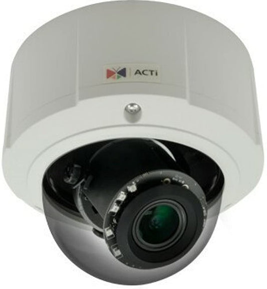 ACTi E816 10MP Outdoor Zoom Dome with Basic WDR, 4.3X Zoom Lens, f3.1-13.3mm/F1.4-4.0, P-Iris, Auto Focus, H.264, 1080p/30fps, 2D+3D DNR, Audio, MicroSDHC/MicroSDXC, PoE, IP67, IK10, DI/DO