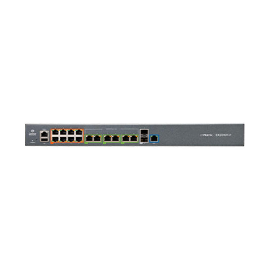 Cambium Networks cnMatrix EX2016M-P Switch- 86 Gbps Throughput- 6 2.5G & 8 PoE+ Enabled Ethernet Ports- 2 SFP+ Fiber Ports- 512 MB DRAM- 128 MB Flash Storage (No Power Cord, USA Only)- MXEX2016MxPA01