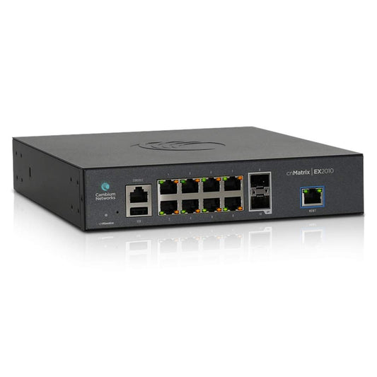 Cambium Networks cnMatrix EX2010, Intelligent Ethernet Switch, 8 1G and 2 SFP Fiber Ports (MX-EX2010xxA-U)