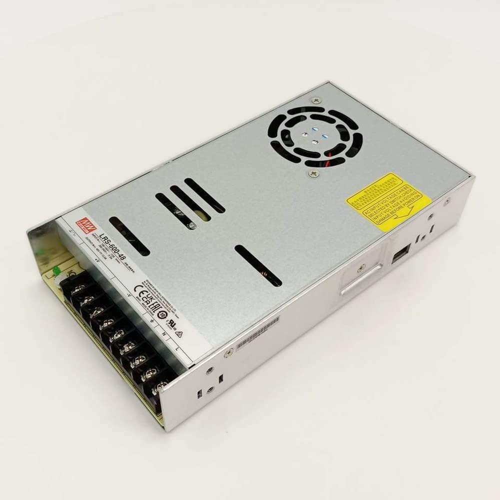 600W 48V Switching Power Supply, 12.5A AC-DC Power Supply, Enclosed Metal Case, 120/240V AC Input, Adjustable Output, Cooling Fan, for Industrial Equipment