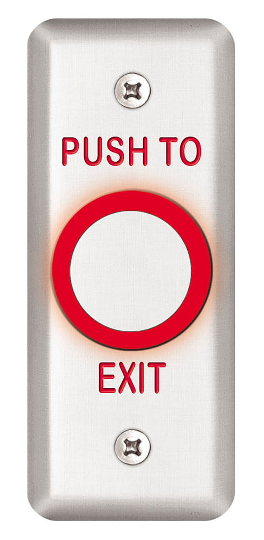 SDC 463NU Piezoelectric Stainless Steel Button, Vandal Resistant Aluminum Exit Switch, Narrow