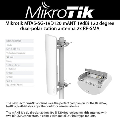 Mikrotik MTAS-5G-19D120 mANT19s 19dBi Antenna with 120 Degree Beamwidth