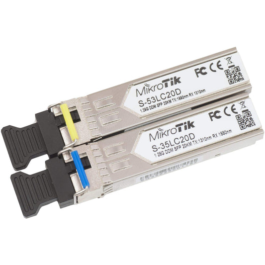 MikroTik S-3553LC20D S-35/53LC20D pair of SFP transceivers, S-35LC20D 1.25G.