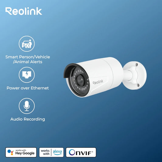 Reolink Smart IP Camera 5MP PoE Outdoor Infrared Night Vision Bullet Camera Featured with Person/Vehicle Detection RLC-510A