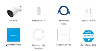 Reolink Smart IP Camera 5MP PoE Outdoor Infrared Night Vision Bullet Camera Featured with Person/Vehicle Detection RLC-510A