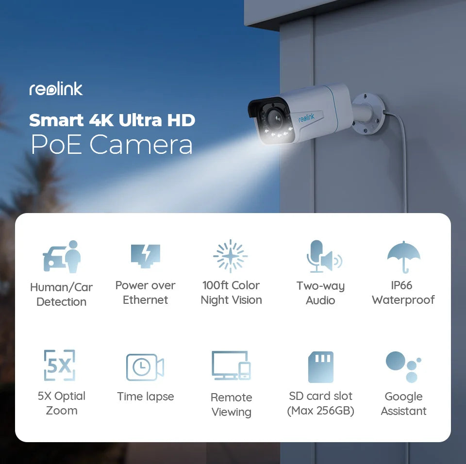 Reolink 4K IP Security Camera 5X Optical Zoom Outdoor Video Surveillance Home Security Protection 8MP PoE CCTV Camera RLC-811A