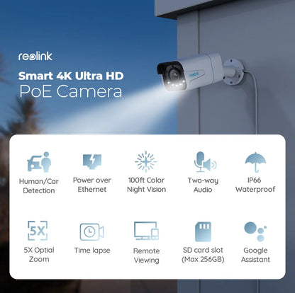 Reolink 4K IP Security Camera 5X Optical Zoom Outdoor Video Surveillance Home Security Protection 8MP PoE CCTV Camera RLC-811A
