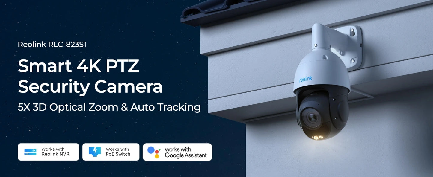 REOLINK 4K 8MP Dome PoE Security Camera 5X 3D Optical Zoom Pan & Tilt Auto Tracking Smart Detection 8MP Onvif Outdoor IP Camera
