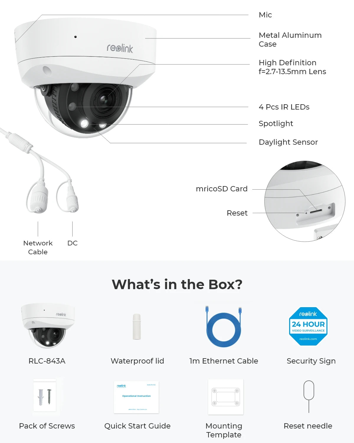 Reolink 8CH 4K Security Camera System 8MP IP Cameras Kit with Zoom 16-Channel 24/7 Reliable Video Recording 8-Channel PoE NVR