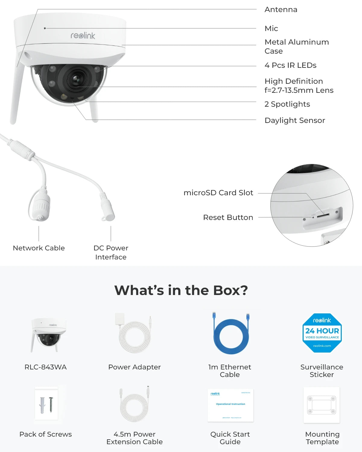 Reolink 4K Dual-Band Wi-Fi 6 Security Camera IK10 Vandal-Proof 5X Optical Zoom Outdoor 8MP Dome WiFi IP Camera with Spotlight