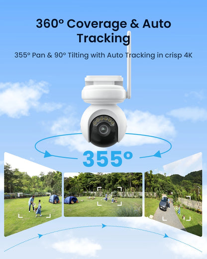 Reolink 4K Battery WiFi Security Camera 360° PT Auto Tracking Color Night Vision Wireless IP Camera Home Hub Security System