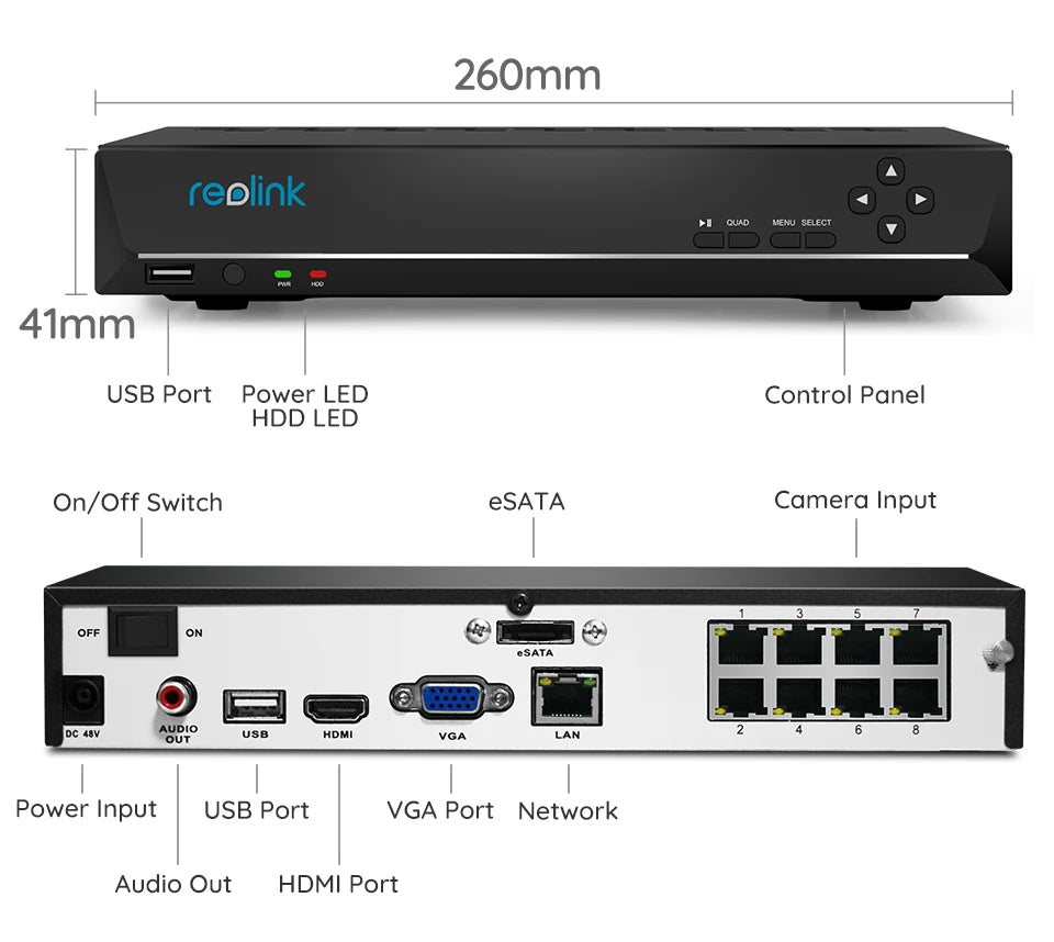 Reolink 8CH 4K Security Camera System 8MP IP Cameras Kit with Zoom 16-Channel 24/7 Reliable Video Recording 8-Channel PoE NVR