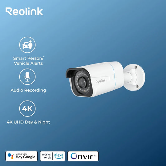 Reolink Outdoor Camera 8mp 4K PoE Human/Car Detection Infrared Night Vision Bullet Smart Home IP Surveillance Camera RLC-810A